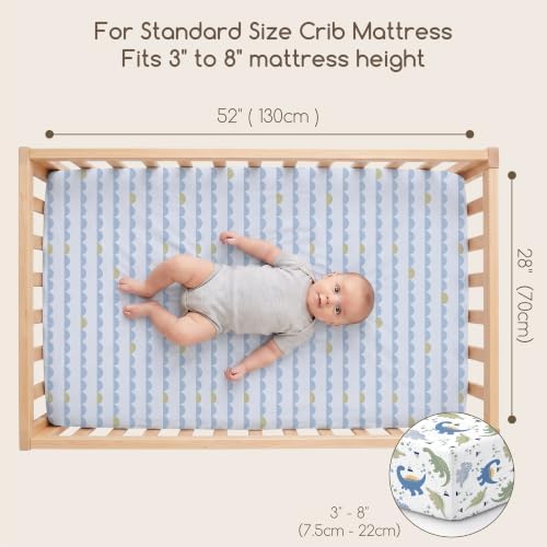 3 Pack Baby Crib Sheets for Boys Girls 52x28 Fitted Crib Sheet - Image 4