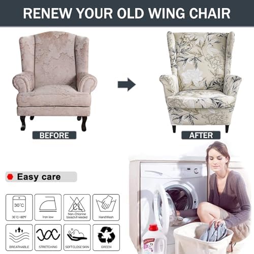 NILUOH Wingback Chair Covers 2-Piece, Armchair Slipcovers - Image 5