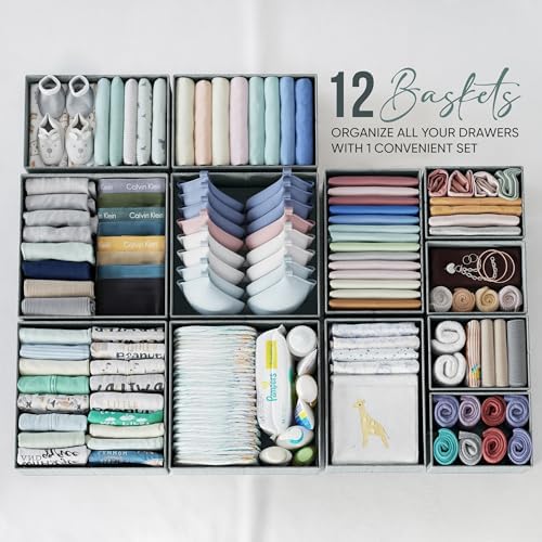 Drawer Organizer Clothes Set of 12 Grey - Image 3