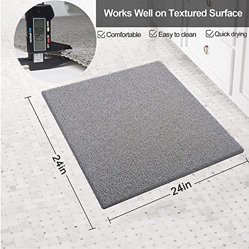 Shower Mat Non Slip Without Suction Cups 24x24 inch, PVC Loofah Bath Mat - Image 2