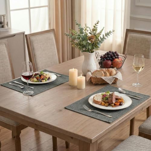 Artoid Mode Grey Placemats Set of 6, 12x18 Inch Washable Holiday Table Mats - Image 4