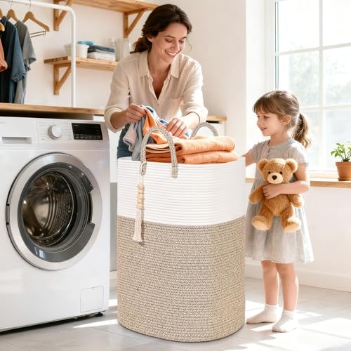Woven Laundry Basket for Clothes, 50L Large Rectangle Laundry Hampers - Image 2