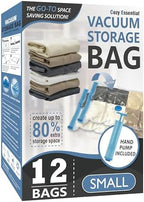 Vacuum Storage Bags with Hand Pump, Vacuum Seal Space Saver Bags, 12 Small by CozyEssential