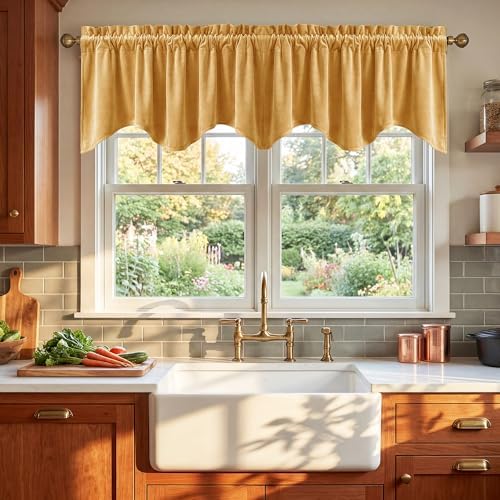 StangH Yellowish Gold Autumn Velvet Valance 52x18 Inch, 1 Panel by StangH