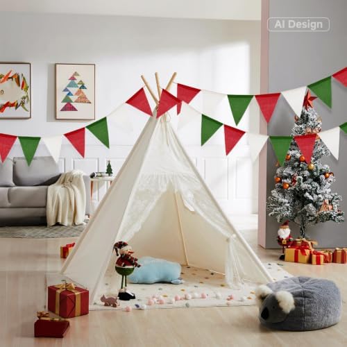 G2PLUS Christmas Pennant Banner Flag Bunting Garland Red Green White 36PCS - Image 4