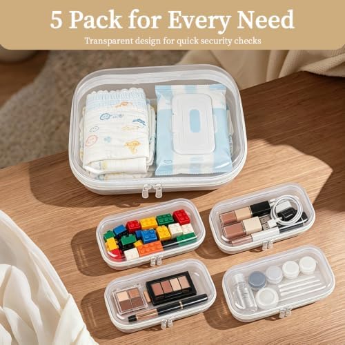 Clear Hard Shell Zipper Case, 5 Pack Diaper Bag Organizing Pouches, Hard - Image 5