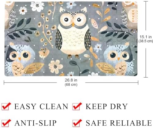 Shower Mat Non Slip 26.8 x 15.1 Inches, Cute Owls Bathtub Mat Shower Stall Mats - Image 4