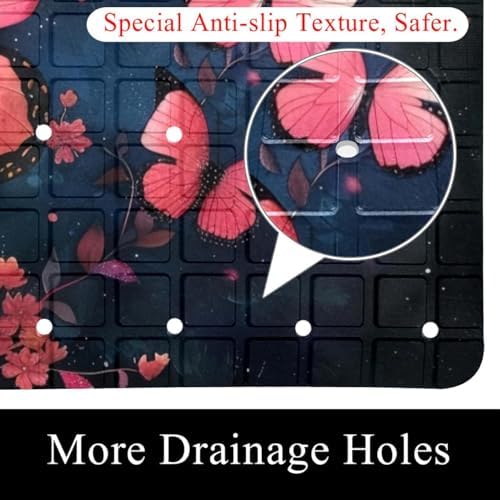 Shower Mat Non Slip, Glowing Butterflies Anti Slip Bath Mat - Image 2