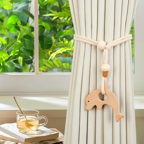 2 Pack Wooden Curtain Tiebacks - Image 2