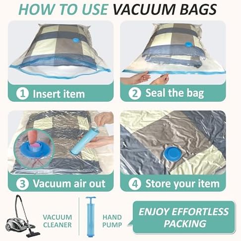 Vacuum Storage Bags with Hand Pump, Vacuum Seal Space Saver Bags, 12 Medium - Image 7