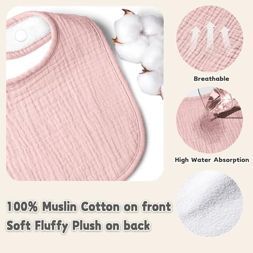 Susurration Muslin Baby Drool Bibs 10Pack Soft Square Adjustable Bandana Bibs - Image 4