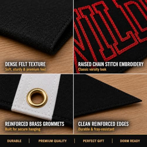 Custom College Name Felt Pennant Flag, Embroidered Varsity Letter Banner - Image 3