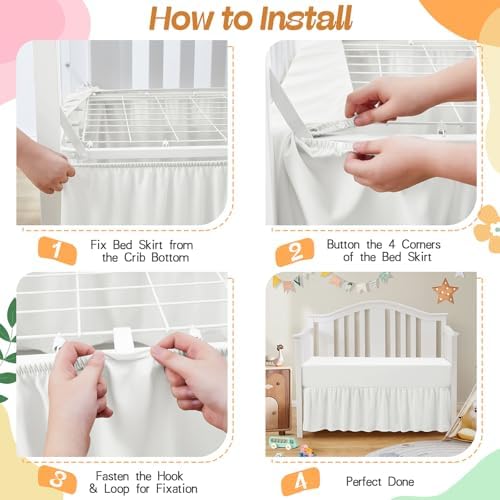 SiinvdaBZX 2-Piece Set Ruffled Crib Skirt & Crib Sheet - Image 3