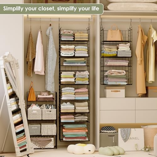 8 Tier Widened Hanging Closet Organizer and Storage Shelves, Metal & Foldable - Image 5