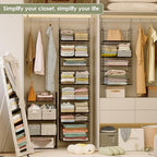 8 Tier Widened Hanging Closet Organizer and Storage Shelves, Metal & Foldable - Image 5