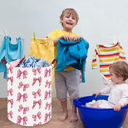 Bow laundry basket for girls, Nursery Hamper, Waterproof collapsible canvas - Image 5