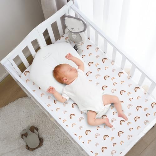 PHF 3 Pack Soft Rainbow Crib Sheets Fitted, Silky Comfy Breathable Baby Sheets - Image 2