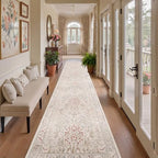 Floral Animal Cream 2x10 Long Hallway Runner Rug, Washable Non Slip Ultra Thin - Image 4
