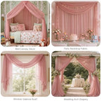 NICETOWN Coral Pink Bed Canopy for Girls Room - Image 2