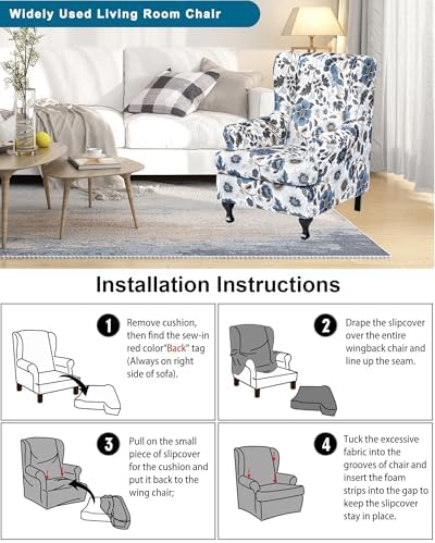 CRFATOP Wingback Chair Covers Wing Armchair Slipcovers - Image 6