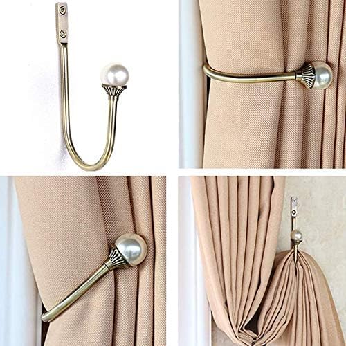 6 Pack Curtain Holdbacks Wall Mounted Curtain Tiebacks Hooks Plastic Pearl U - Image 3