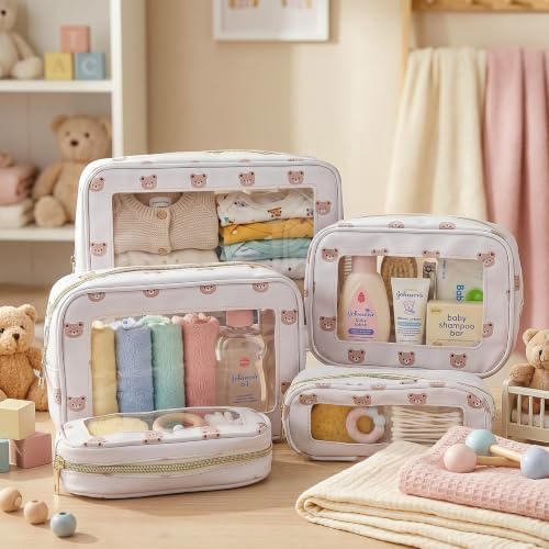 Gilprop 5 Pcs Diaper Bag Organizer Pouch Set TSA Approved Toiletry Bag Clear - Image 3