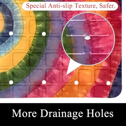 Bathtub Mat Non Slip 26.8x15.1 Inch, Tie Dye Spiral Shower Mat - Image 2