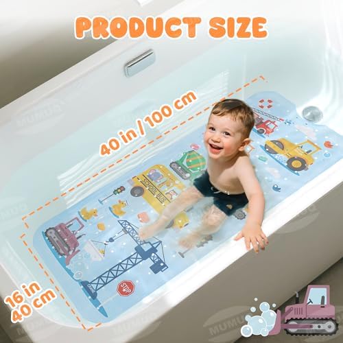 Baby Bath Mat for Kids Toddler 40" x 16" Soft PVC Kids Bathtub Mat - Image 4
