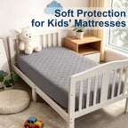 BEDSUM 2-Pack Waterproof Crib Mattress Protector, Smoke Grey - Image 5
