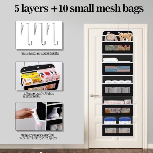 KYEVIS Over The Door Organizer, 5 Shelves Closet Door Hanging Organizer - Image 3