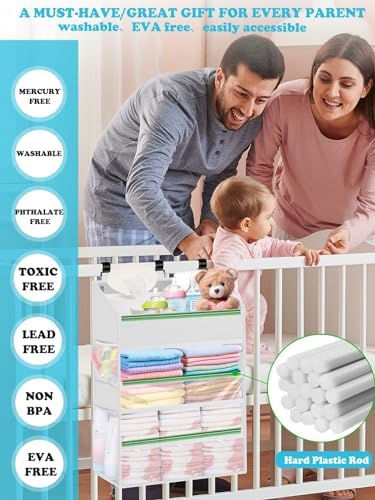 Hanging Diaper Caddy Organizer Crib Organizer–Spacious Baby Girl/Boy Nursery - Image 6