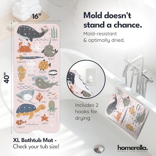 homerella Bathtub Mat Non Slip Kids 40x16 Baby Bath Mat Non Slip Anti Mold - Image 3