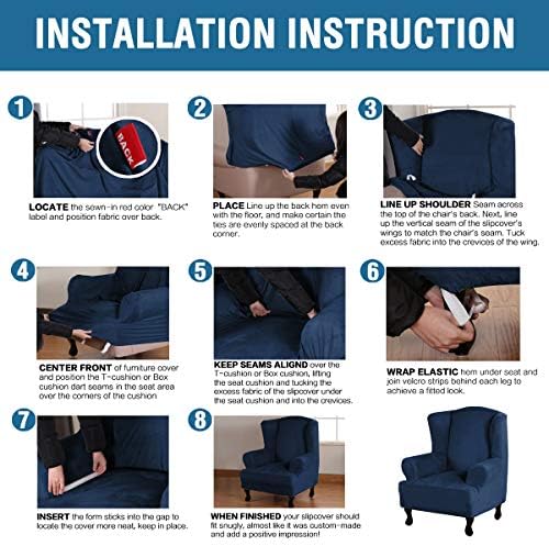 H.VERSAILTEX Wingback Chair Covers Velvet Plush Wing Chair Slipcover 1 Piece - Image 6