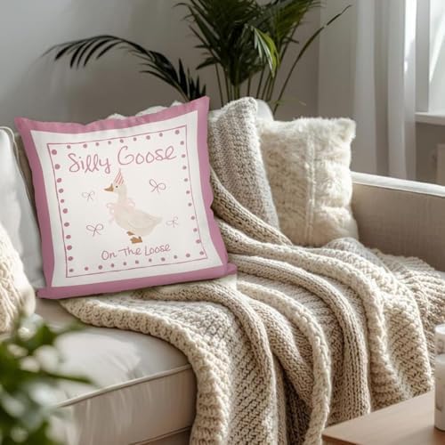 Pink Silly Goose Pillow Cover Toddler Girl Bedroom Decor - Image 4