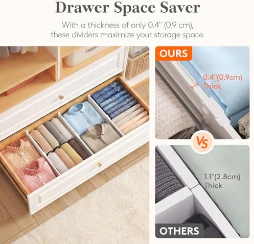 Lifewit 6" Tall Drawer Dividers, Adjustable Deep Drawer Organizer Clothes - Image 5