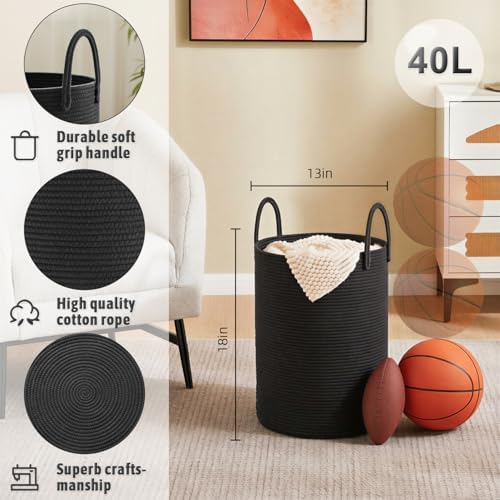 Artfeel Laundry Basket, Woven Cotton Rope Laundry Hamper, 40L - Image 6