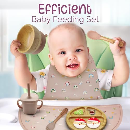 TEAMKO® Silicone Baby Feeding Set: Bamboo Baby Plate and Bowl, Cup & Placemat - Image 6