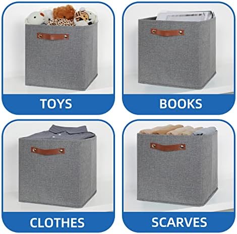 Temary 12x12 Storage Cube Bins 4 Pack Fabric Storage Cubes Storage Bins - Image 4