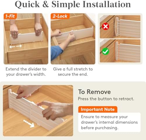 Lifewit 5" Tall Drawer Dividers, Adjustable Deep Drawer Organizer Clothes - Image 5