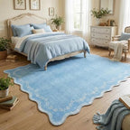 GarveeHome Scalloped Area Rugs 8x10 Large Blue Washable Living Room Rug - Image 2
