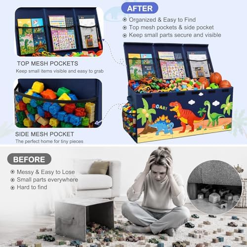 Toy Box with Adjustable Divider Large Toy Chest Storage - Image 3