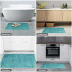 Yeaban Chenille Teal Bathroom Rug 24"x36", Non-Slip Rubber Backing - Image 5
