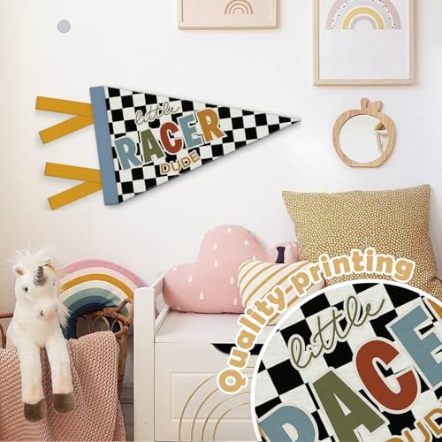 Race Car Room Decor for Boys, Little Racer Dude Felt Banners Flags - Image 6