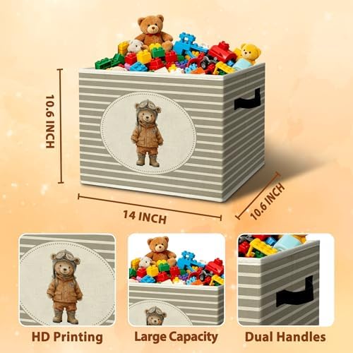 Rustic Aviation Bear Storage Bins Boxes - Image 3