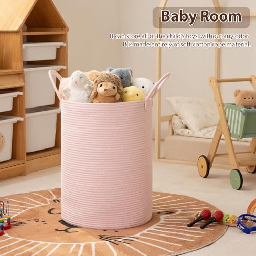 OIAHOMY 60L Nursery Hamper Laundry Basket Laundry Hamper Pink - Image 3
