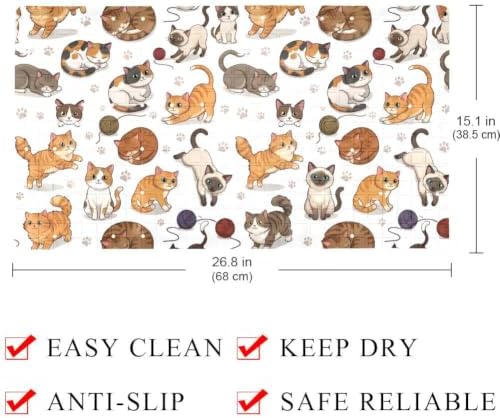 Bathtub Mat Non Slip 26.8x15.1 Inch, Cats Paws Shower Mat - Image 4