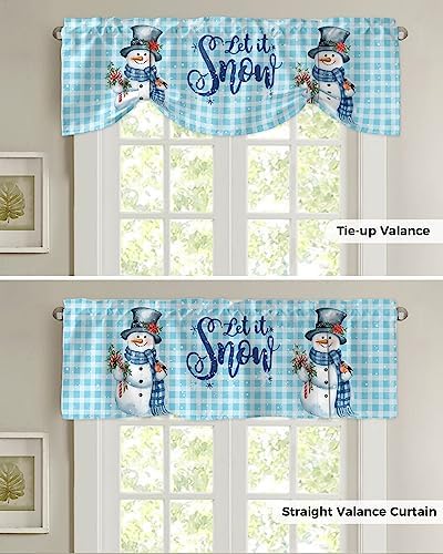 Snowman Christmas Blackout Tie Up Valance Curtains - Image 5