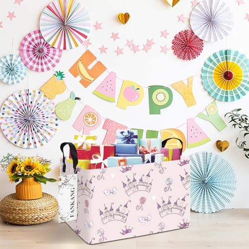 Rectangular Princess Castle Fabric Storage Basket - Image 3