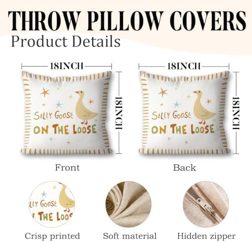Cute Yellow Silly Goose Pillow Cover Toddler Bedroom Decor - Image 2
