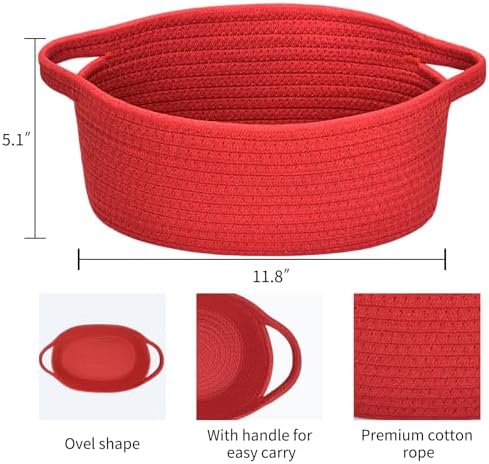 ABenkle Small Basket with Handles, Boho Decorative Rope Woven Dog Cat Toy - Image 2